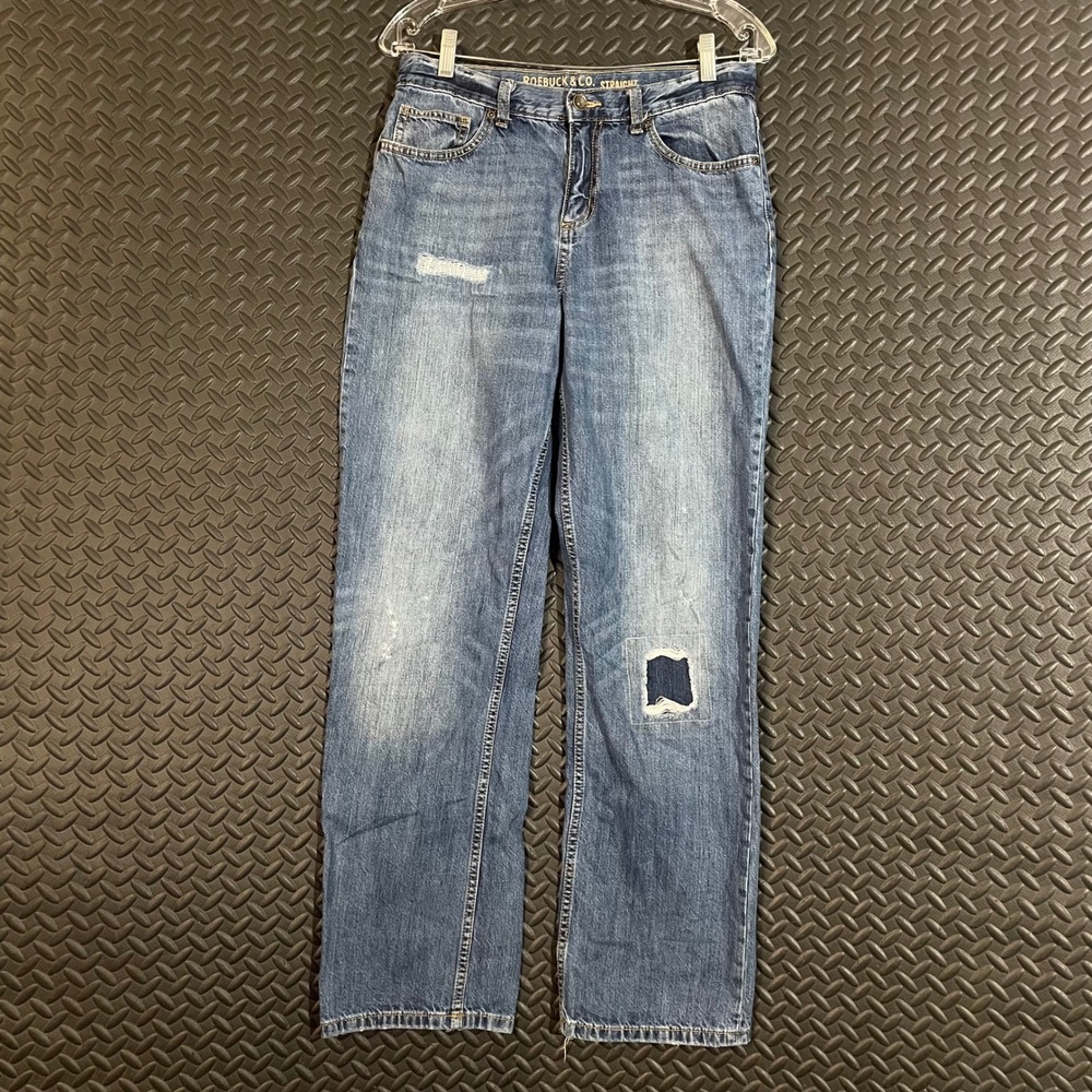 Roebuck & Co. Straight Leg Blue Distressed‎ Denim Jeans Women's Size 18